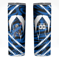 Personalized United States Soccer Skinny Tumbler USA Patriotic Eagle Mascot - Blue Geometric