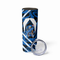 Personalized United States Soccer Skinny Tumbler USA Patriotic Eagle Mascot - Blue Geometric
