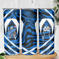 Personalized United States Soccer Skinny Tumbler USA Patriotic Eagle Mascot - Blue Geometric