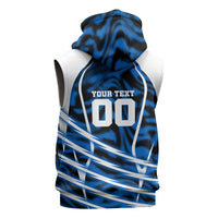 Personalized United States Soccer Sleeveless Hoodie USA Patriotic Eagle Mascot - Blue Geometric