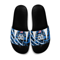 Personalized United States Soccer Slide Sandals USA Patriotic Eagle Mascot - Blue Geometric