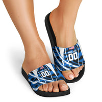 Personalized United States Soccer Slide Sandals USA Patriotic Eagle Mascot - Blue Geometric