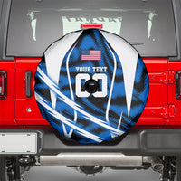 Personalized United States Soccer Spare Tire Cover USA Patriotic Eagle Mascot - Blue Geometric