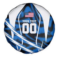 Personalized United States Soccer Spare Tire Cover USA Patriotic Eagle Mascot - Blue Geometric