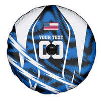 Personalized United States Soccer Spare Tire Cover USA Patriotic Eagle Mascot - Blue Geometric