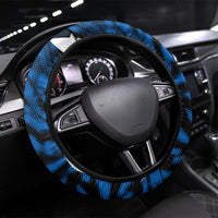 United States Soccer Steering Wheel Cover USA Patriotic Eagle Mascot - Blue Geometric