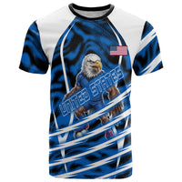 Personalized United States Soccer T Shirt USA Patriotic Eagle Mascot - Blue Geometric