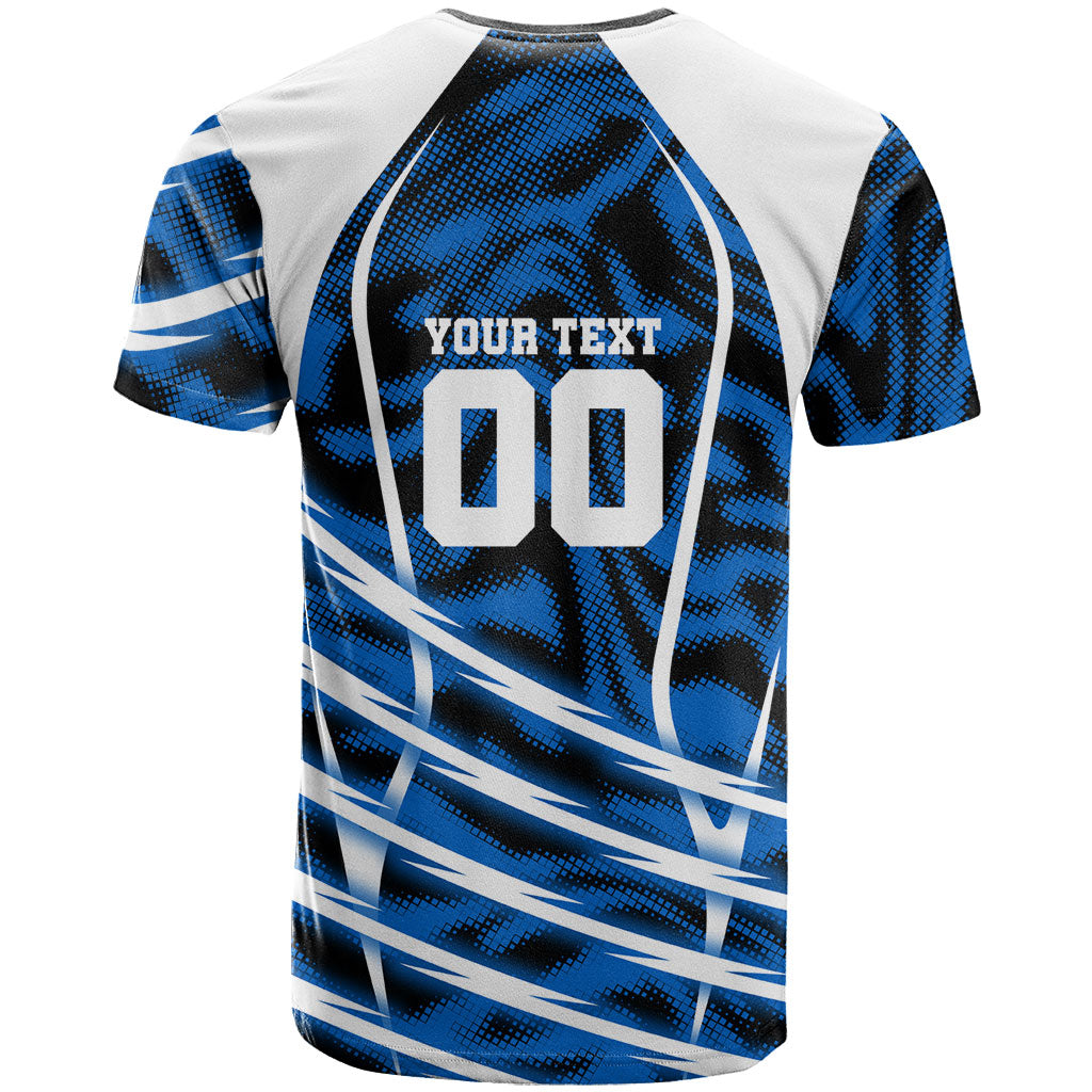 Personalized United States Soccer T Shirt USA Patriotic Eagle Mascot - Blue Geometric