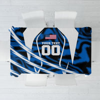 Personalized United States Soccer Tablecloth USA Patriotic Eagle Mascot - Blue Geometric