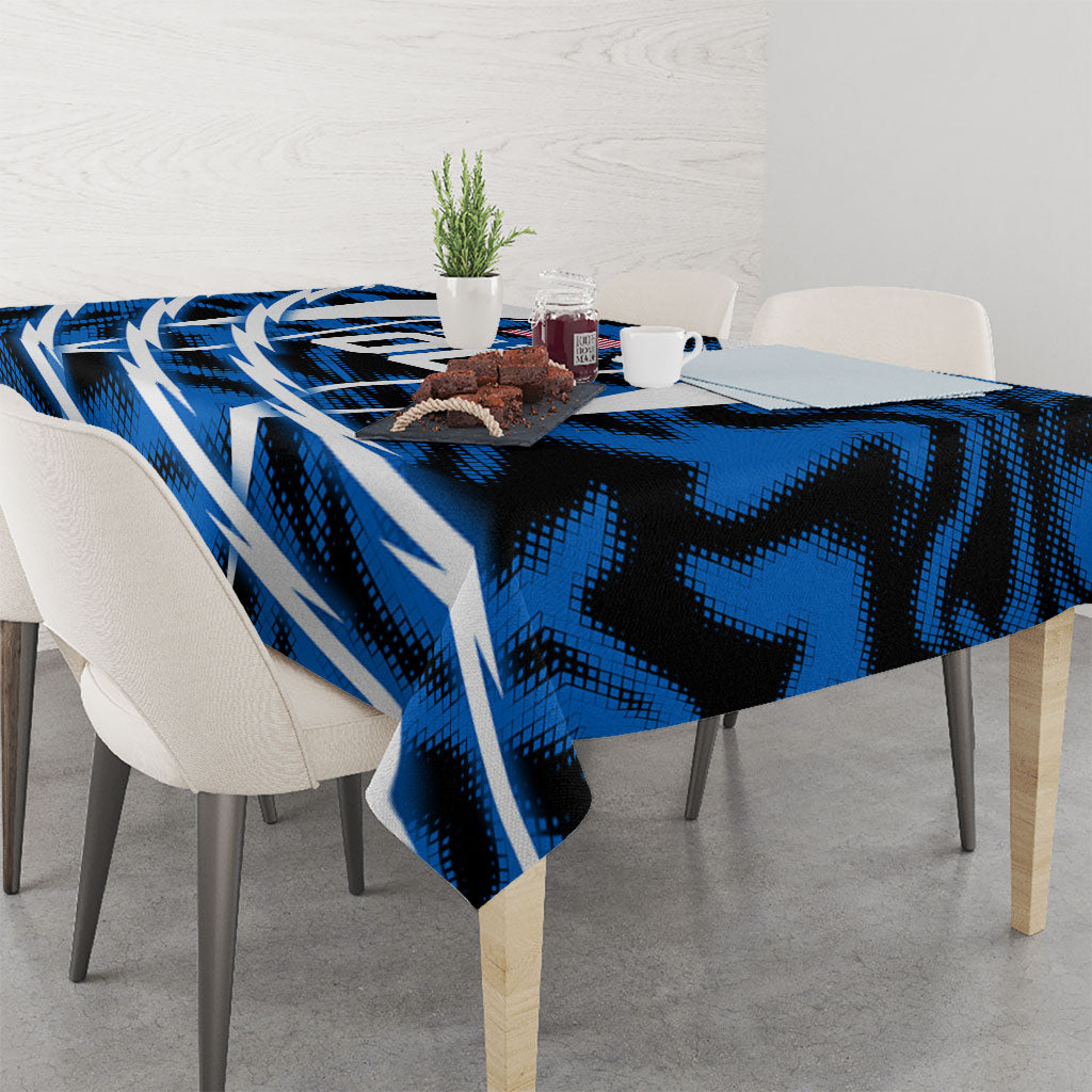 Personalized United States Soccer Tablecloth USA Patriotic Eagle Mascot - Blue Geometric