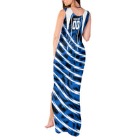 Personalized United States Soccer Tank Maxi Dress USA Patriotic Eagle Mascot - Blue Geometric