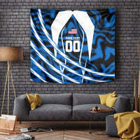 Personalized United States Soccer Tapestry USA Patriotic Eagle Mascot - Blue Geometric