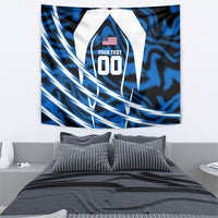 Personalized United States Soccer Tapestry USA Patriotic Eagle Mascot - Blue Geometric