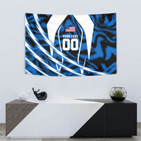 Personalized United States Soccer Tapestry USA Patriotic Eagle Mascot - Blue Geometric
