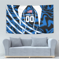 Personalized United States Soccer Tapestry USA Patriotic Eagle Mascot - Blue Geometric
