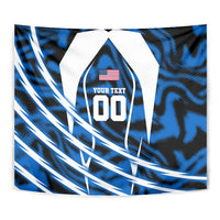 Personalized United States Soccer Tapestry USA Patriotic Eagle Mascot - Blue Geometric