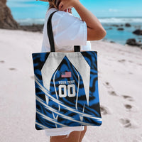 Personalized United States Soccer Tote Bag USA Patriotic Eagle Mascot - Blue Geometric
