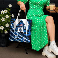 Personalized United States Soccer Tote Bag USA Patriotic Eagle Mascot - Blue Geometric