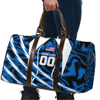 Personalized United States Soccer Travel Bag USA Patriotic Eagle Mascot - Blue Geometric