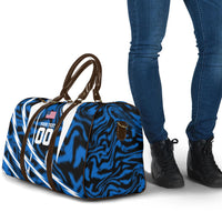 Personalized United States Soccer Travel Bag USA Patriotic Eagle Mascot - Blue Geometric