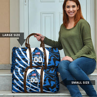 Personalized United States Soccer Travel Bag USA Patriotic Eagle Mascot - Blue Geometric