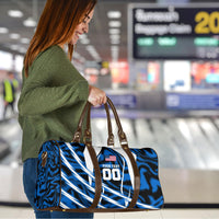 Personalized United States Soccer Travel Bag USA Patriotic Eagle Mascot - Blue Geometric