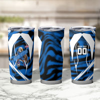 Personalized United States Soccer Tumbler Cup USA Patriotic Eagle Mascot - Blue Geometric