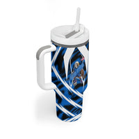 Personalized United States Soccer Tumbler With Handle USA Patriotic Eagle Mascot - Blue Geometric