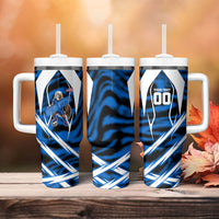 Personalized United States Soccer Tumbler With Handle USA Patriotic Eagle Mascot - Blue Geometric