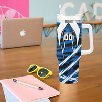 Personalized United States Soccer Tumbler With Handle USA Patriotic Eagle Mascot - Blue Geometric