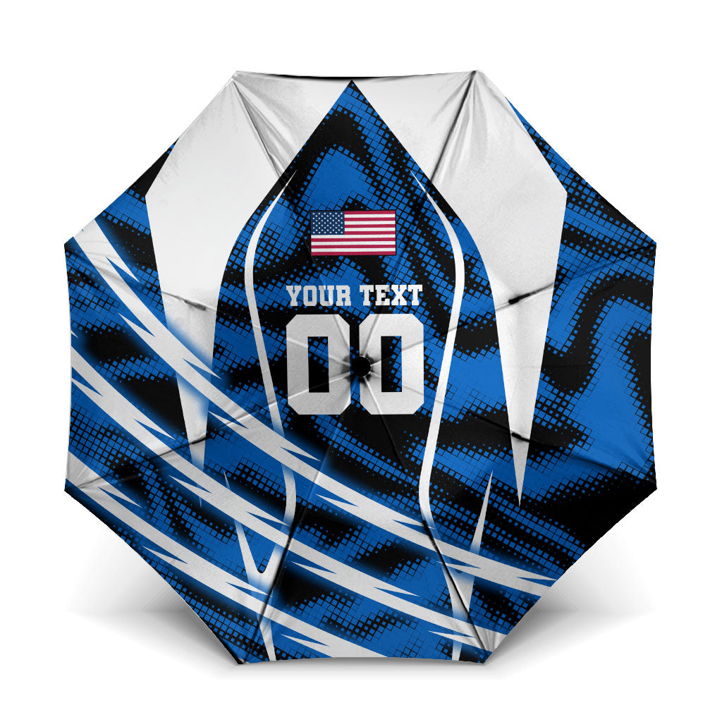 Personalized United States Soccer Umbrella USA Patriotic Eagle Mascot - Blue Geometric