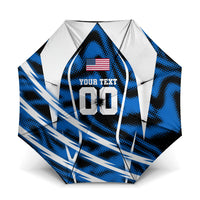 Personalized United States Soccer Umbrella USA Patriotic Eagle Mascot - Blue Geometric
