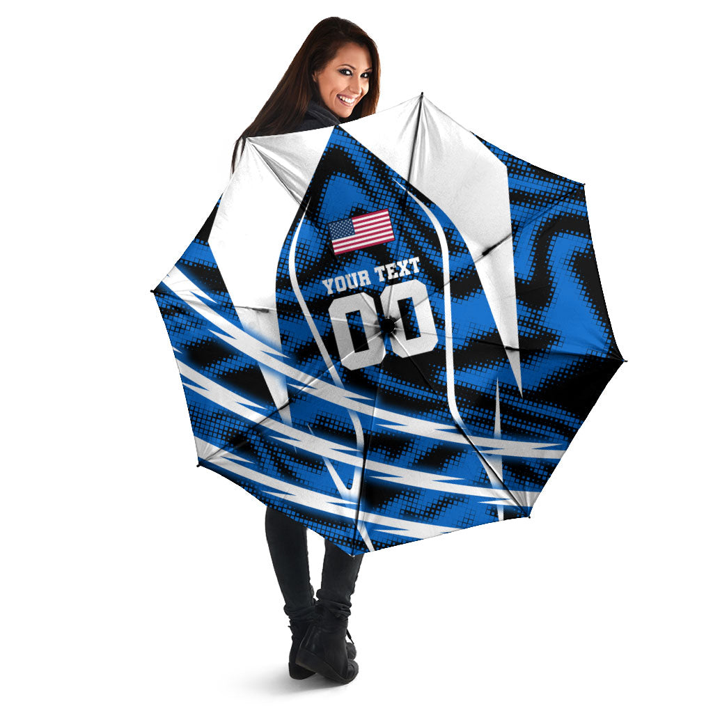 Personalized United States Soccer Umbrella USA Patriotic Eagle Mascot - Blue Geometric