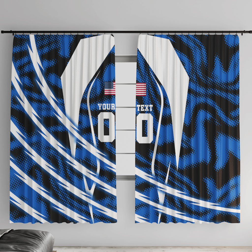 Personalized United States Soccer Window Curtain USA Patriotic Eagle Mascot - Blue Geometric