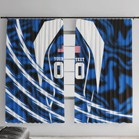 Personalized United States Soccer Window Curtain USA Patriotic Eagle Mascot - Blue Geometric