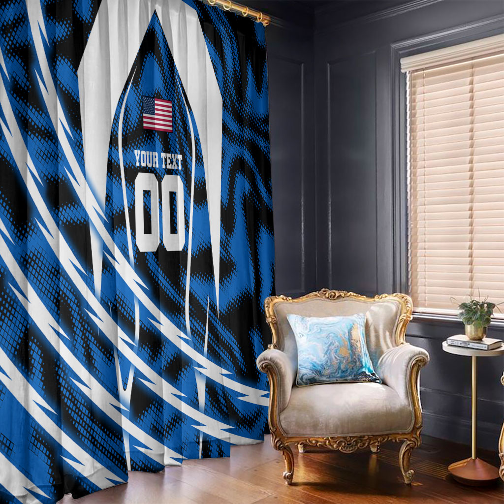 Personalized United States Soccer Window Curtain USA Patriotic Eagle Mascot - Blue Geometric