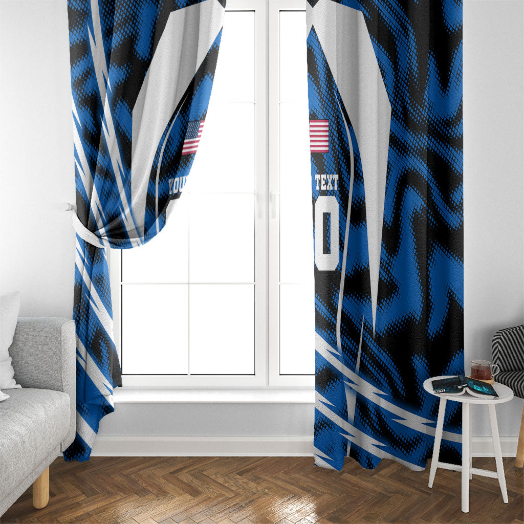 Personalized United States Soccer Window Curtain USA Patriotic Eagle Mascot - Blue Geometric