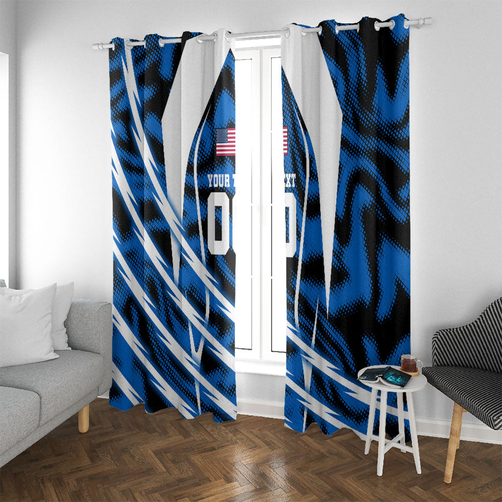 Personalized United States Soccer Window Curtain USA Patriotic Eagle Mascot - Blue Geometric