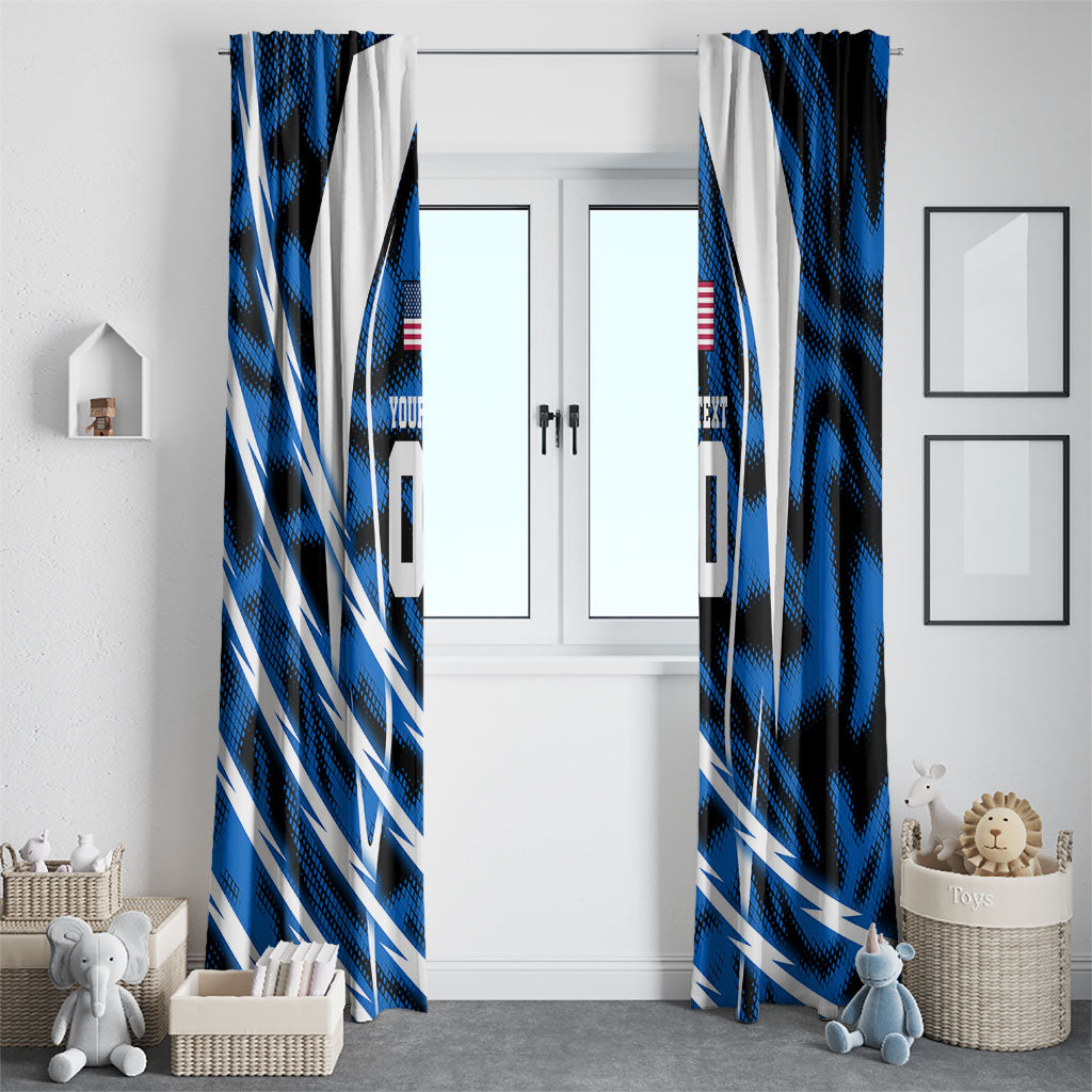 Personalized United States Soccer Window Curtain USA Patriotic Eagle Mascot - Blue Geometric