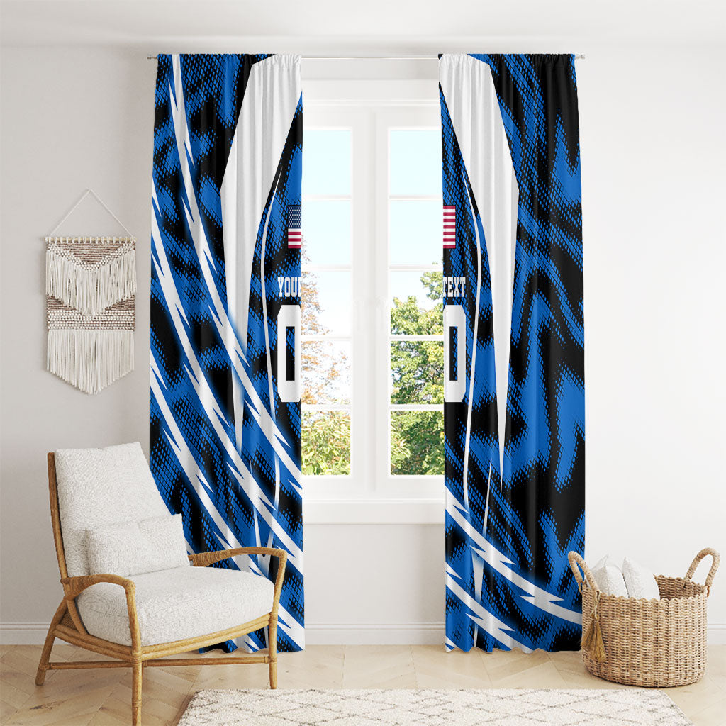 Personalized United States Soccer Window Curtain USA Patriotic Eagle Mascot - Blue Geometric