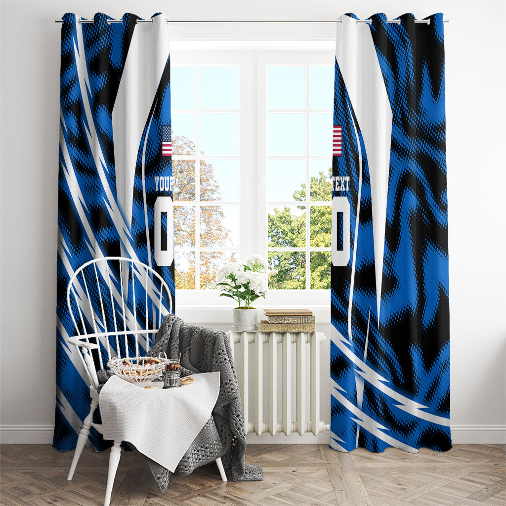 Personalized United States Soccer Window Curtain USA Patriotic Eagle Mascot - Blue Geometric