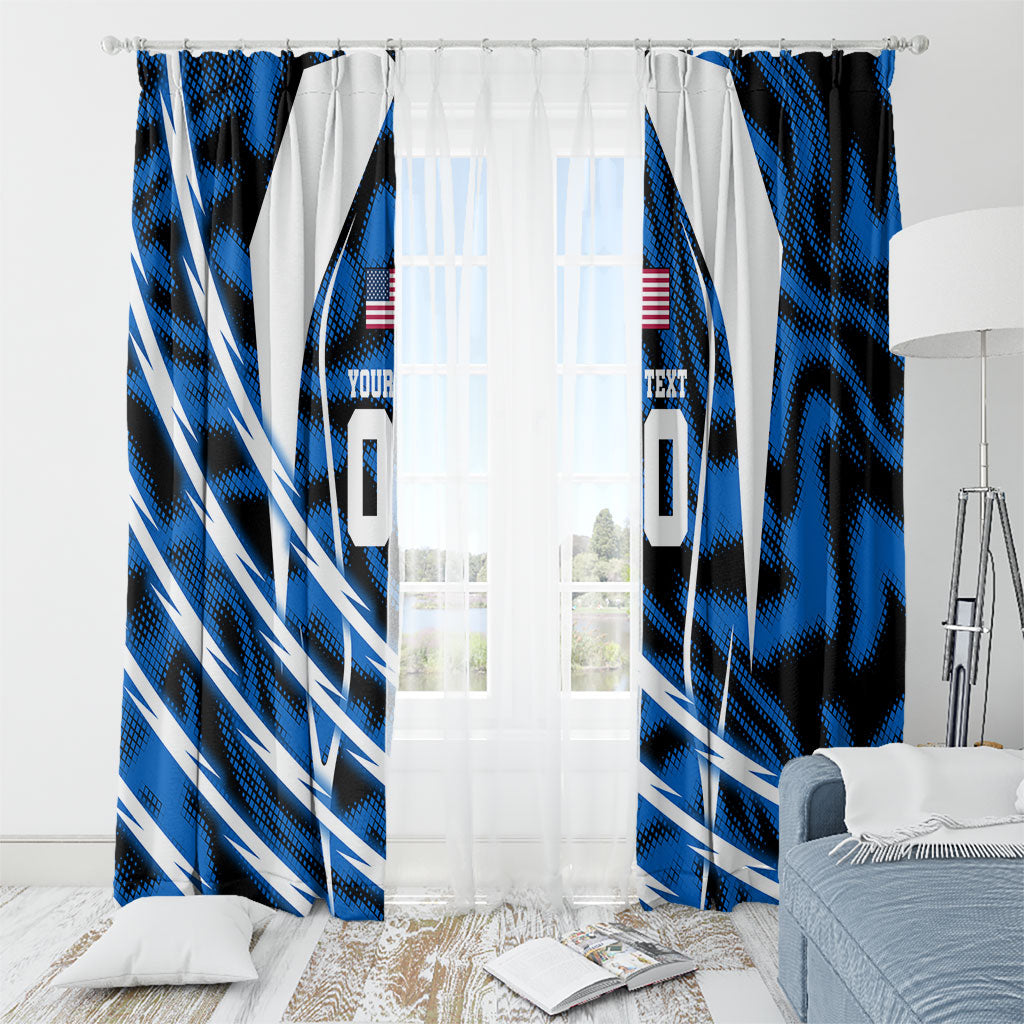 Personalized United States Soccer Window Curtain USA Patriotic Eagle Mascot - Blue Geometric