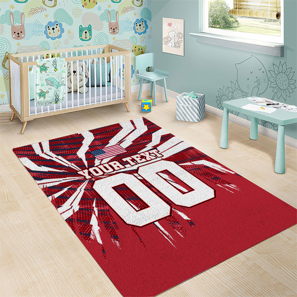 Personalized United States Soccer Area Rug American Eagle World Football Mascot