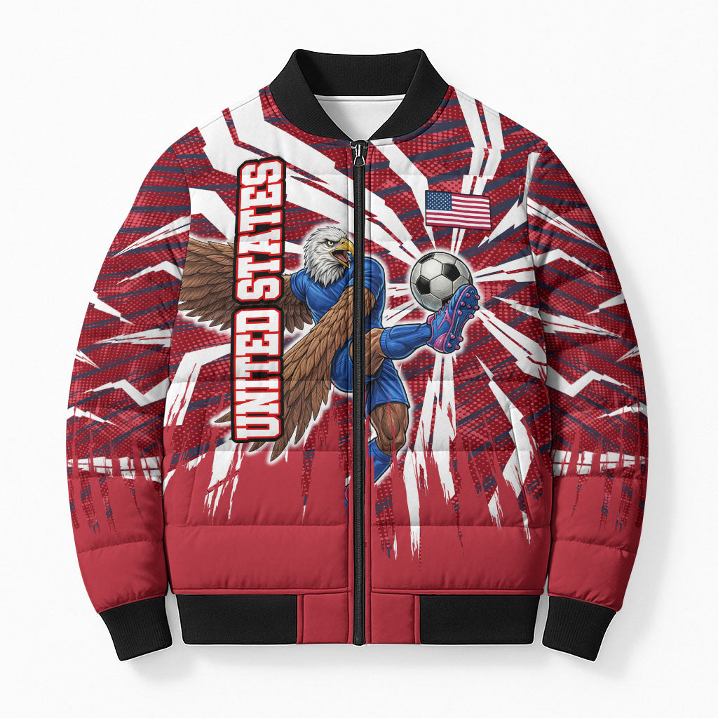 Personalized United States Soccer Bomber Puffer Jacket American Eagle World Football Mascot
