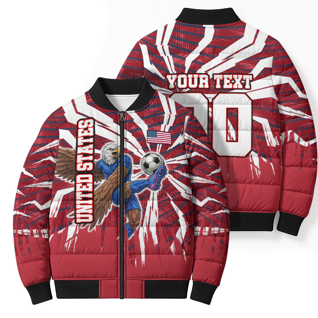 Personalized United States Soccer Bomber Puffer Jacket American Eagle World Football Mascot