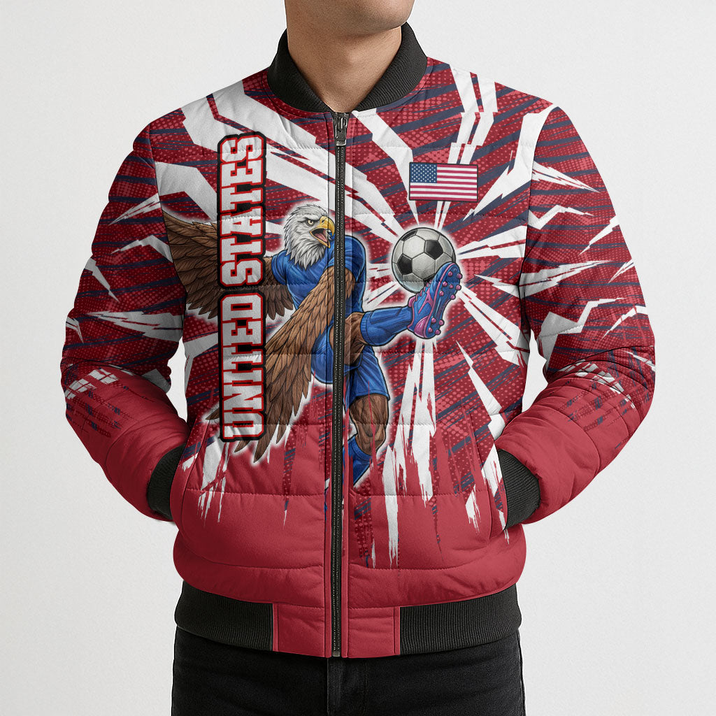 Personalized United States Soccer Bomber Puffer Jacket American Eagle World Football Mascot
