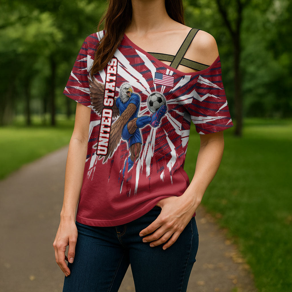 Personalized United States Soccer Cross Shoulder Shirt American Eagle World Football Mascot