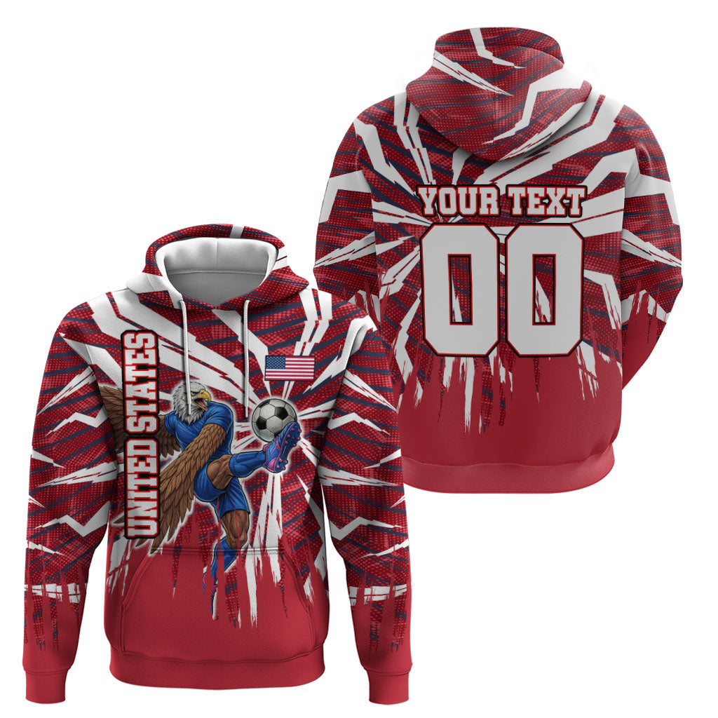 Personalized United States Soccer Hoodie American Eagle World Football Mascot
