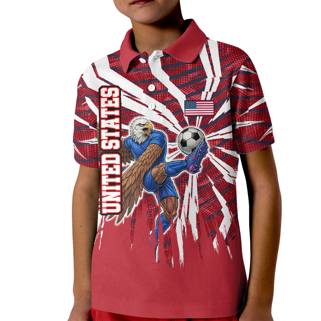 Personalized United States Soccer Kid Polo Shirt American Eagle World Football Mascot