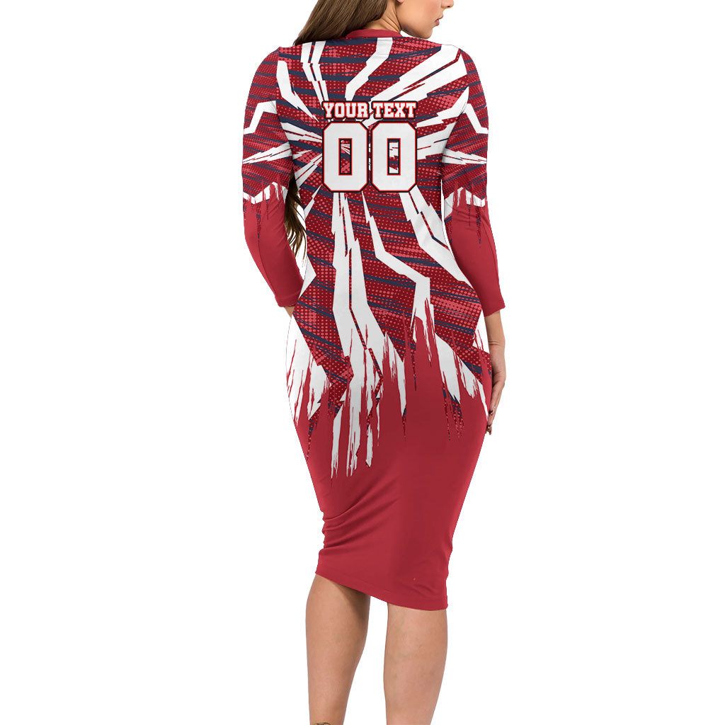 Personalized United States Soccer Long Sleeve Bodycon Dress American Eagle World Football Mascot